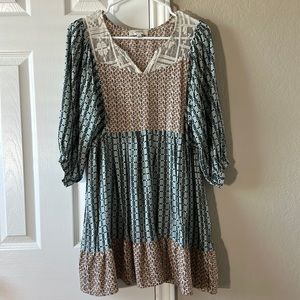 Umgee Boho 3/4 Sleeve Dress